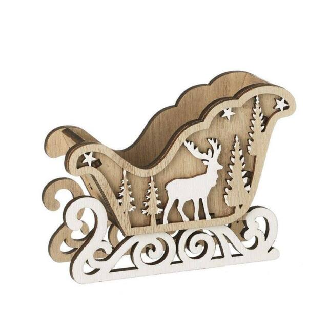 Garden Greatness Wooden Santa Sleigh Reindeer Decoration - Size: 1 Pack