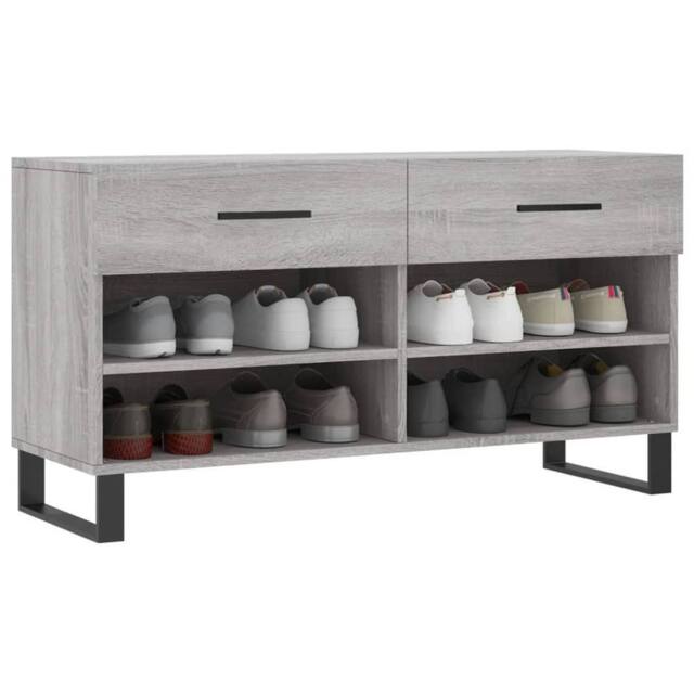 Berkfield Home Shoe Bench Grey Sonoma 102x35x55 cm Engineered Wood - Size: 102 x 35 x 55 cm - image 1