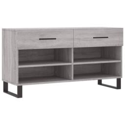 Berkfield Home Shoe Bench Grey Sonoma 102x35x55 cm Engineered Wood - Size: 102 x 35 x 55 cm - thumbnail 3