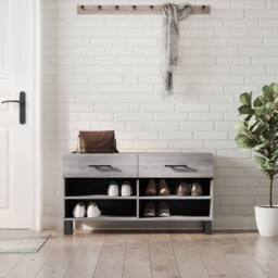Berkfield Home Shoe Bench Grey Sonoma 102x35x55 cm Engineered Wood - Size: 102 x 35 x 55 cm - thumbnail 2