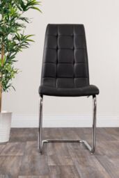FurnitureboxUK Selina Round Glass Chrome Leg Dining Table & Murano Chairs in Black - Size: 4 Person - thumbnail 7