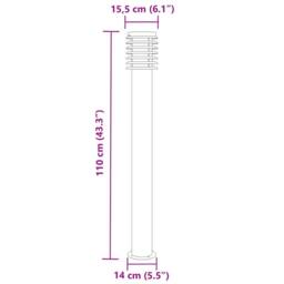 Berkfield Home Outdoor Floor Lamp Black 110cm Stainless Steel - thumbnail 7