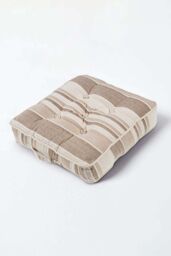 Homescapes Morocco Striped Cotton Floor Cushion in Beige - Size: 40 cm x 40 cm - thumbnail 1