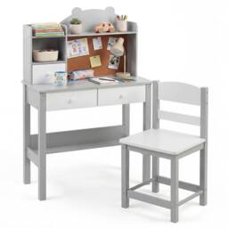 Havendro Grey Wooden Kids Desk Chair Set With Storage - thumbnail 3