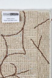 Homescapes Damask Cotton Bath Mat Soft, Absorbent & Non-Slip in Beige - thumbnail 5