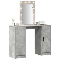 Berkfield Home Dressing Table with LED Lights¬†Concrete Grey 102x33x135 cm in Light Grey - Size: 102 x 33 x 135 cm - thumbnail 3