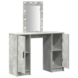 Berkfield Home Dressing Table with LED Lights¬†Concrete Grey 102x33x135 cm in Light Grey - Size: 102 x 33 x 135 cm - thumbnail 4