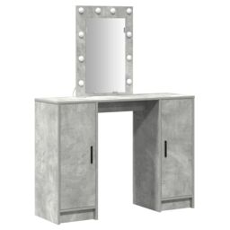 Berkfield Home Dressing Table with LED Lights¬†Concrete Grey 102x33x135 cm in Light Grey - Size: 102 x 33 x 135 cm - thumbnail 2