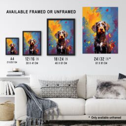 Artery8 Wall Art Print Wirehaired German Pointer Dog Lover Gift Pet Portrait Blue Orange Purple Artwork Painting Art Framed - Size: A4 - thumbnail 3