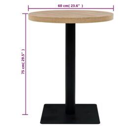 Berkfield Home Bistro Table MDF & Steel Round 60x75 cm Oak Colour in Beige - thumbnail 6
