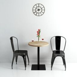Berkfield Home Bistro Table MDF & Steel Round 60x75 cm Oak Colour in Beige