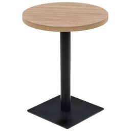 Berkfield Home Bistro Table MDF & Steel Round 60x75 cm Oak Colour in Beige - thumbnail 2