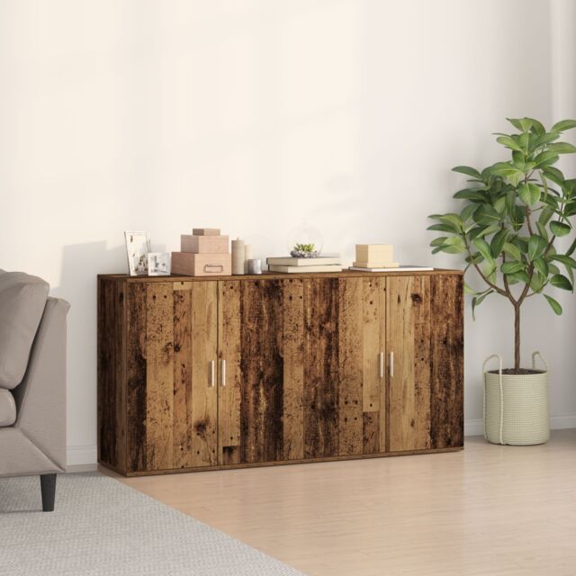 Berkfield Home Sideboards 2 pcs Old Wood 79x38x80 cm Engineered Wood in Brown - Size: 79 x 38 x 80 cm - image 1