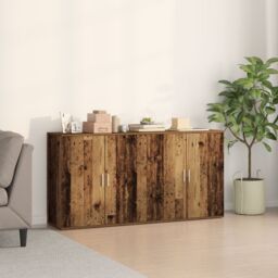 Berkfield Home Sideboards 2 pcs Old Wood 79x38x80 cm Engineered Wood in Brown - Size: 79 x 38 x 80 cm - thumbnail 1