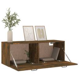 Berkfield Home Wall Cabinet Smoked Oak 100x36.5x35 cm Engineered Wood in Brown - thumbnail 4