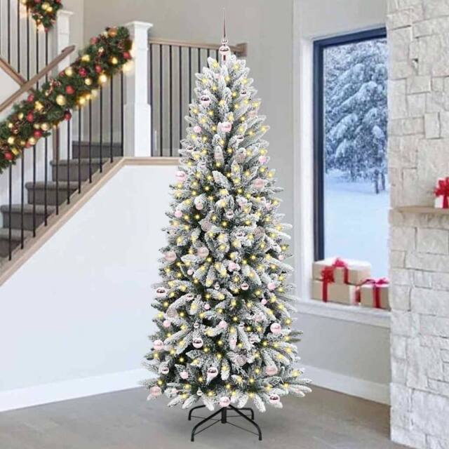 Berkfield Home Artificial Christmas Tree with 300 LEDs White 93 x 93 x 240 cm - image 1