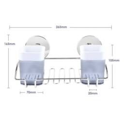Kelvenix Strong Suction Toothbrush Holder Cup Rack Bathroom in Silver - thumbnail 2