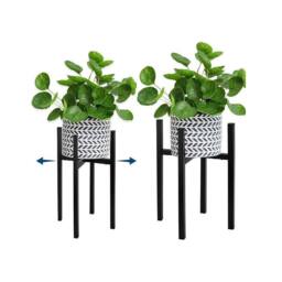 VOGREX 2IN1 Metal Plant Pot Stand Extendable Flower Display in Black