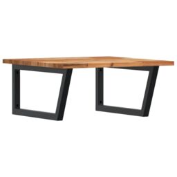 Berkfield Home Basin Shelf Wall Mounted Steel & Solid Wood Acacia in Brown - thumbnail 2
