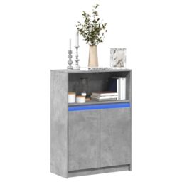 Berkfield Home Sideboard with LED Concrete Grey 72x34x100 cm Engineered Wood - Size: 72 x 34 x 100 cm - thumbnail 1