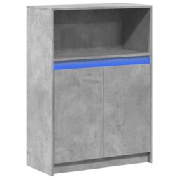 Berkfield Home Sideboard with LED Concrete Grey 72x34x100 cm Engineered Wood - Size: 72 x 34 x 100 cm - thumbnail 3