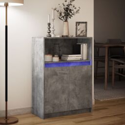 Berkfield Home Sideboard with LED Concrete Grey 72x34x100 cm Engineered Wood - Size: 72 x 34 x 100 cm - thumbnail 5