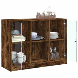 Berkfield Home Sideboard Smoked Oak 102x37x75.5 cm Engineered Wood in Brown - thumbnail 4