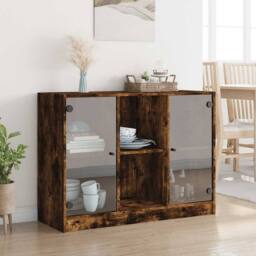 Berkfield Home Sideboard Smoked Oak 102x37x75.5 cm Engineered Wood in Brown - thumbnail 3