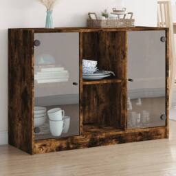 Berkfield Home Sideboard Smoked Oak 102x37x75.5 cm Engineered Wood in Brown - thumbnail 1