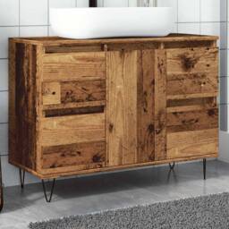 Berkfield Home Bathroom Cabinet Old Wood 80x33x60 cm Engineered Wood in Brown - Size: 80 x 33 x 60 cm