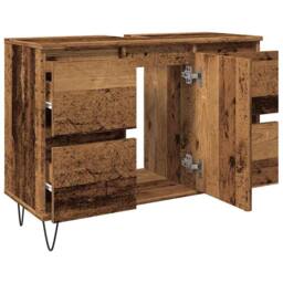 Berkfield Home Bathroom Cabinet Old Wood 80x33x60 cm Engineered Wood in Brown - Size: 80 x 33 x 60 cm - thumbnail 8
