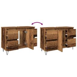 Berkfield Home Bathroom Cabinet Old Wood 80x33x60 cm Engineered Wood in Brown - Size: 80 x 33 x 60 cm - thumbnail 9