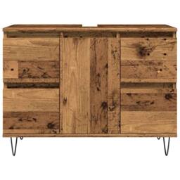 Berkfield Home Bathroom Cabinet Old Wood 80x33x60 cm Engineered Wood in Brown - Size: 80 x 33 x 60 cm - thumbnail 4