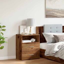 Berkfield Home Bedside Cabinet Old Wood 50x32x60cm Engineered Wood in Brown - Size: 50 x 32 x 60 cm - thumbnail 4