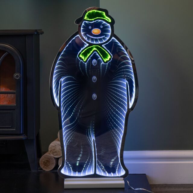 Samuel Alexander 60cm LED The Snowman Infinity Christmas Decoration with Wooden Base - image 1