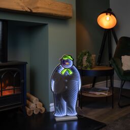 Samuel Alexander 60cm LED The Snowman Infinity Christmas Decoration with Wooden Base - thumbnail 2