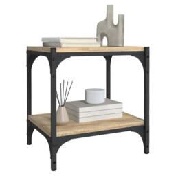 Berkfield Home TV Cabinet Sonoma Oak 40x33x41 cm Engineered Wood & Steel in Light Tan - Size: 40 x 33 x 41 cm - thumbnail 4