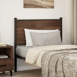 Berkfield Home Headboard Brown Oak 80 cm Engineered Wood & Steel - thumbnail 2