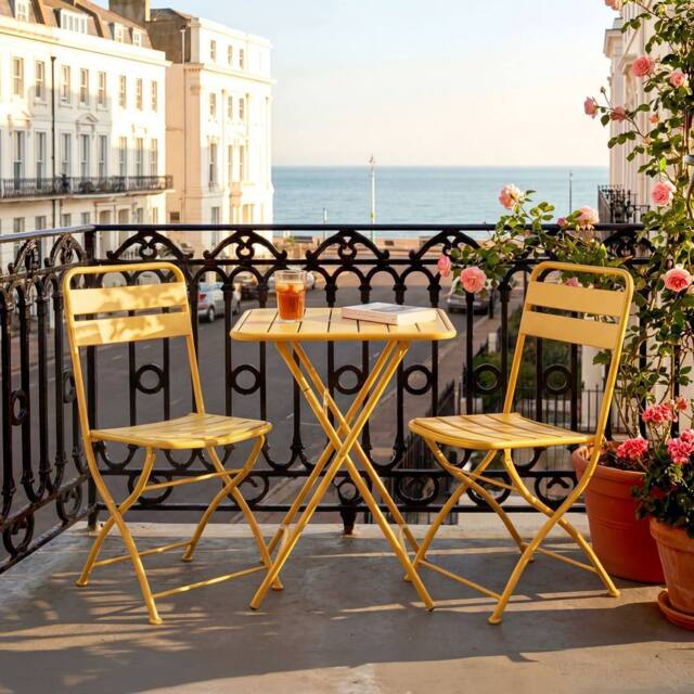 Artemis Home Colourways Vibrant Folding Patio or Balcony Set in Yellow - image 1
