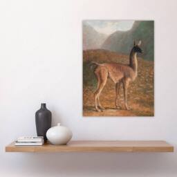 "Artery8 Guanaco Llama in Mountain Landscape Agasse Wall Art Poster Print - Size: W12"" x H16""" - thumbnail 4