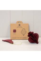 KDMD Set of 3 Claret Red Teardrop baubles in Dark Red - thumbnail 2