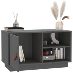 Berkfield Home TV Cabinet Grey 70x34x40 cm Solid Wood Pine - Size: 70 x 34 x 40 cm - thumbnail 5
