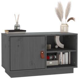 Berkfield Home TV Cabinet Grey 70x34x40 cm Solid Wood Pine - Size: 70 x 34 x 40 cm - thumbnail 4