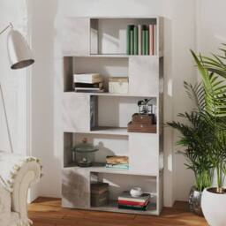 Berkfield Home Classic Book Cabinet Room Divider Concrete Grey 80x24x155 cm Engi - Size: 80 x 24 x 155 cm - thumbnail 6