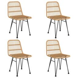 Berkfield Home 5 Piece Garden Dining Set Poly Rattan in Brown - thumbnail 4