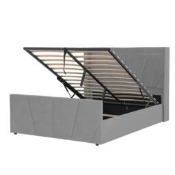 Harmin LUXURY 6ft Super King Grey Plush Velvet Ottoman Sunshine Winged bed - Size: EU Super King - thumbnail 3