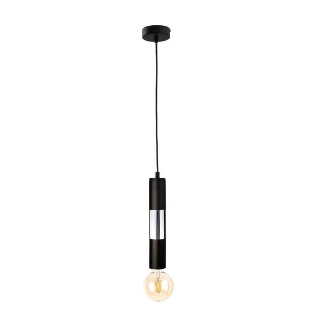 Netlighting Magnum Slim Pendant Ceiling Light Black Chrome 10cm 1x E27