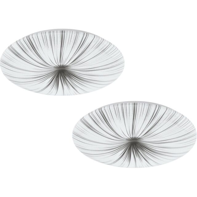 Loops 2 PACK Wall Flush Ceiling Light Colour White Shade White Silver Plastic LED 33W - image 1