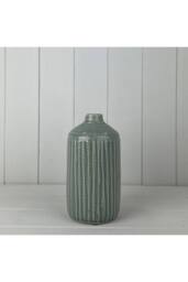 KDMD Rustic Ceramic Indented Flower Vase in Pale Green