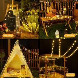Ollny Warm White Solar String Lights IP44 100 LEDs 12m Garden Solar Lights 8 Modes Auto On/Off in Black - thumbnail 7